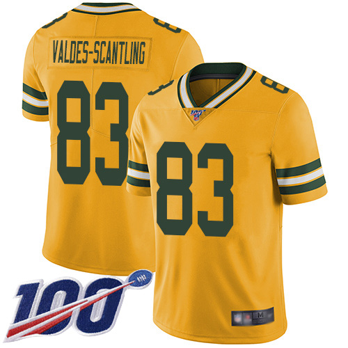 Green Bay Packers Limited Gold Men 83 Valdes-Scantling Marquez Jersey Nike NFL 100th Season Rush Vapor Untouchable